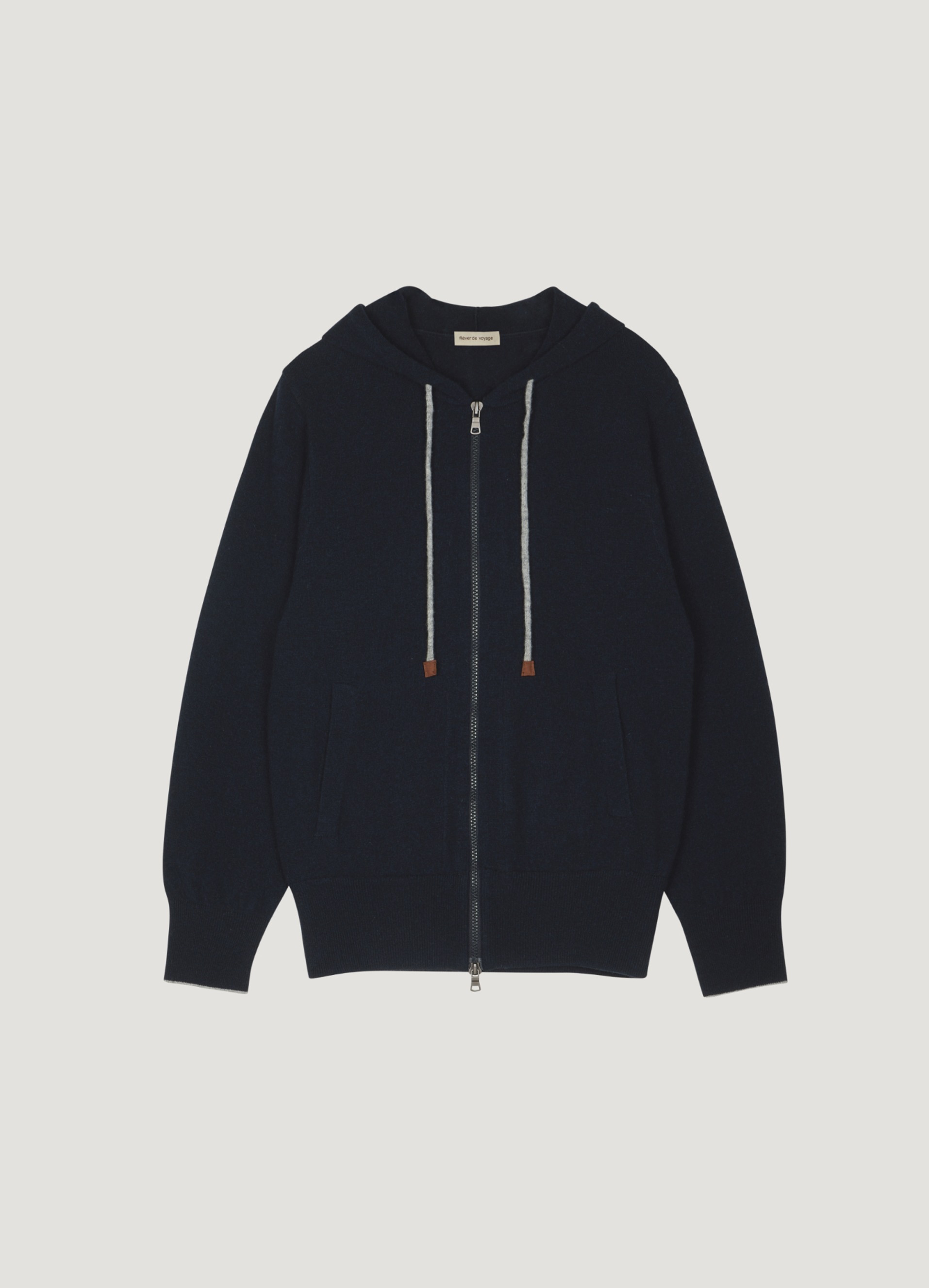 Cashmere Hood Zip Up (Navy)Out Of Stock