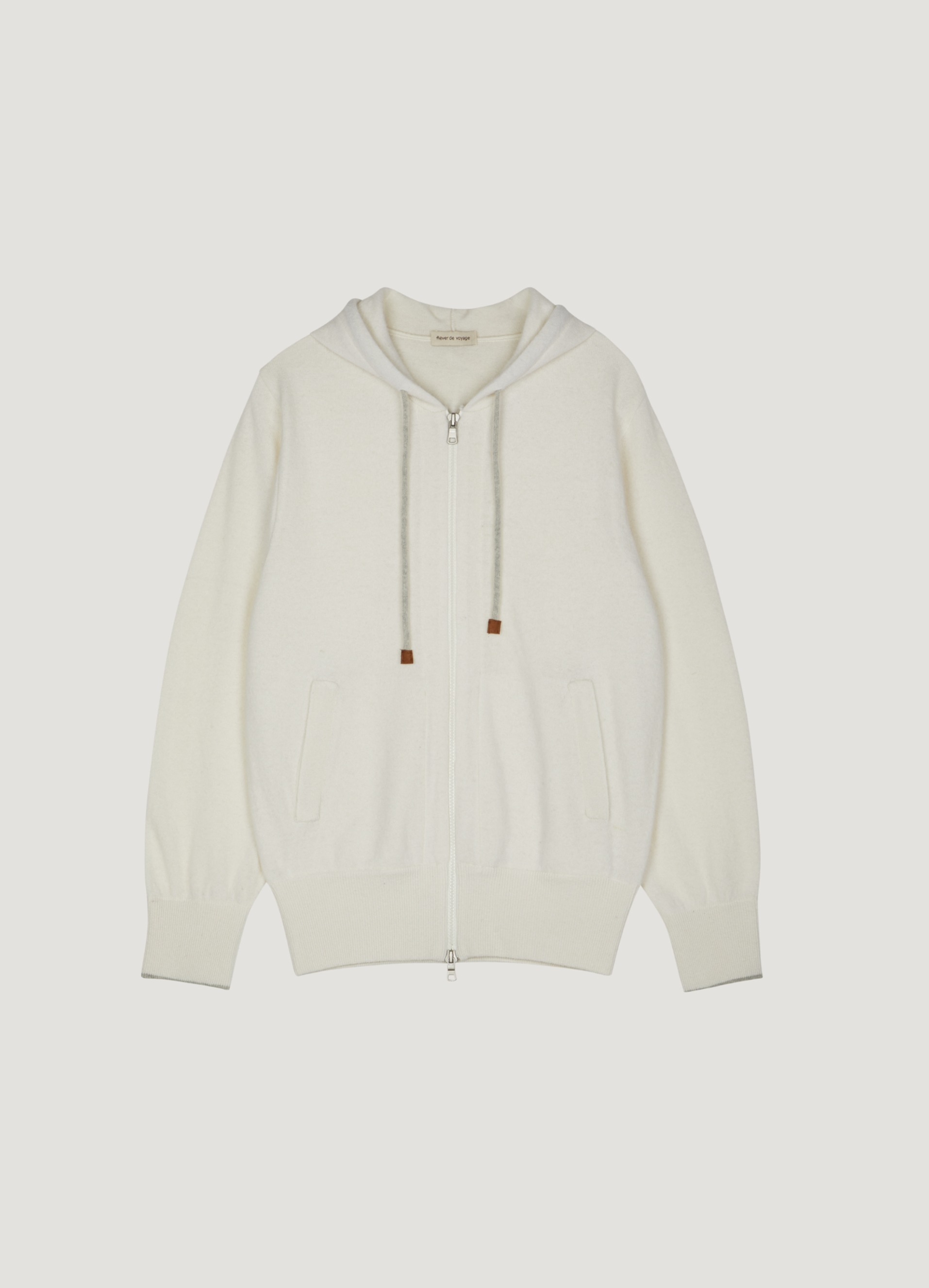 Cashmere Hood Zip Up (Ivory) Out Of Stock