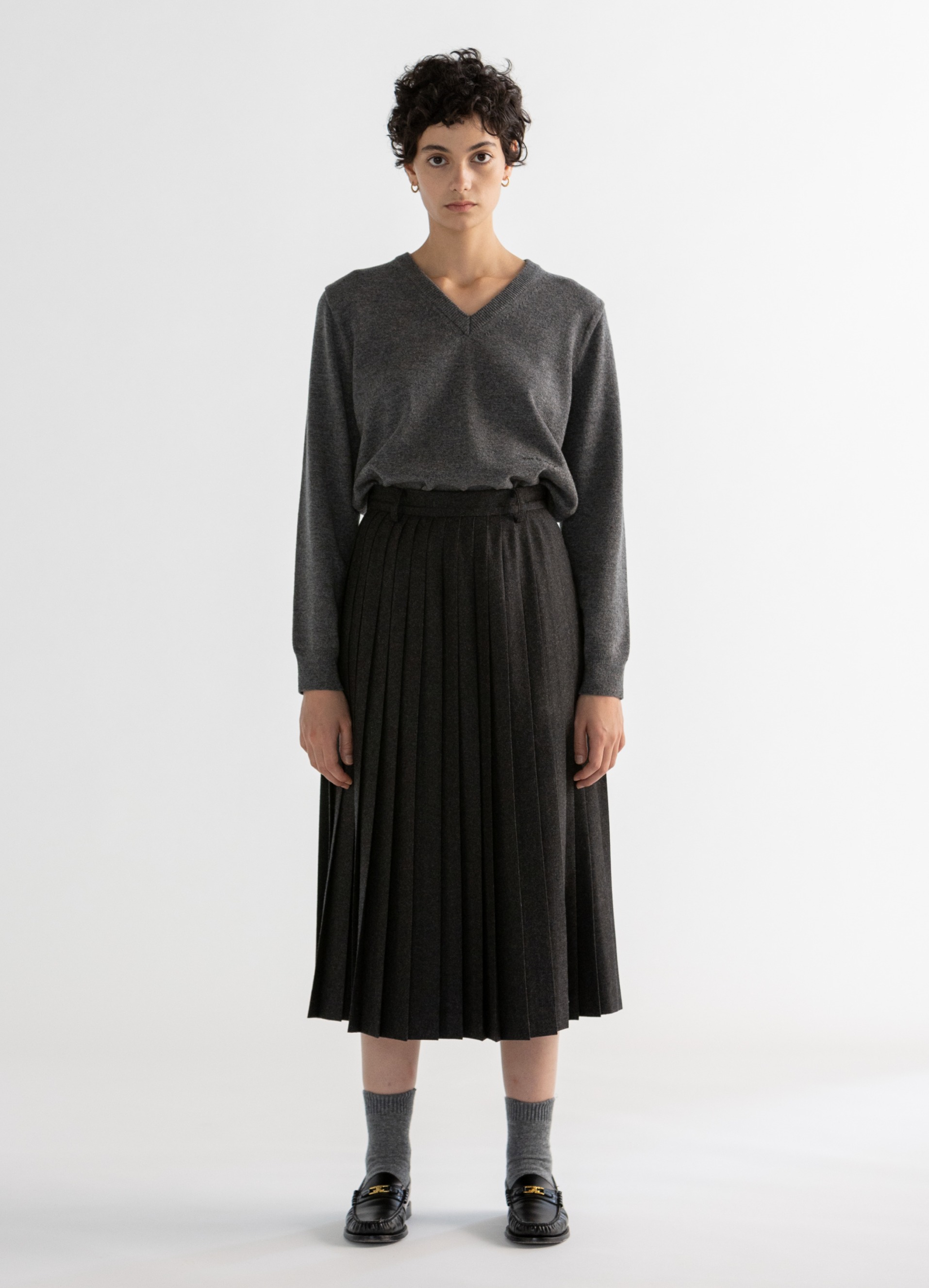 Lodovico Pleated Skirt (Charcoal) Out of Stock